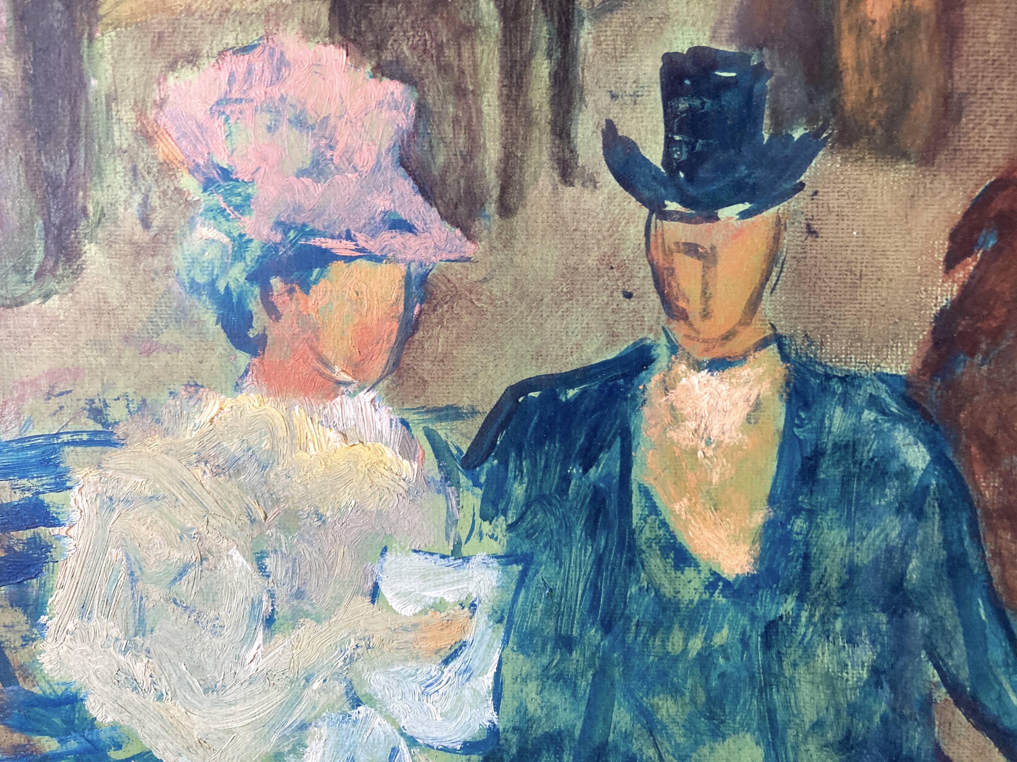 Oil painting on canvas / View of Montmartre during the Belle Époque / Signed Tomako, 1992