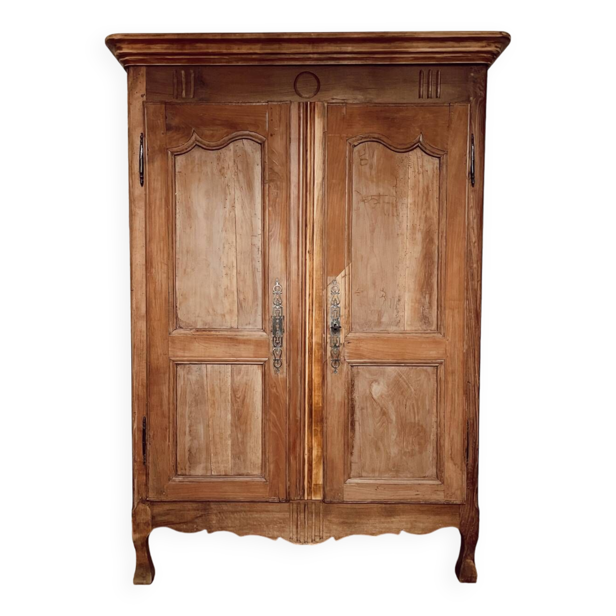 Vintage raw wood cabinet with patina