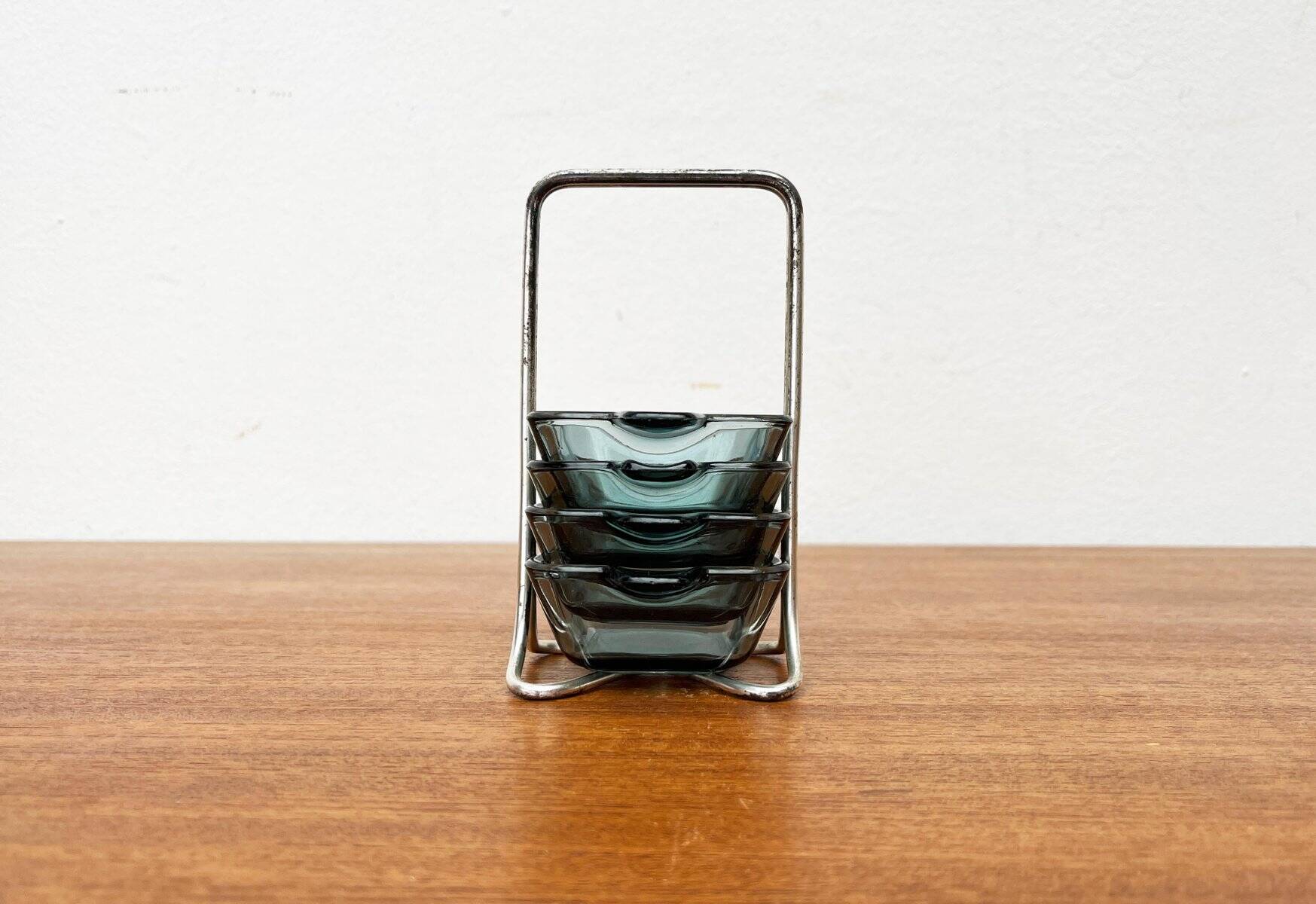 Stackable German ashtrays from the mid-century by Wilhelm Wagenfeld for WMF, 1960s, set of 5.