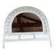 Half-moon wicker mirror