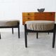 Danish mid century stools on a three-legged wooden frame