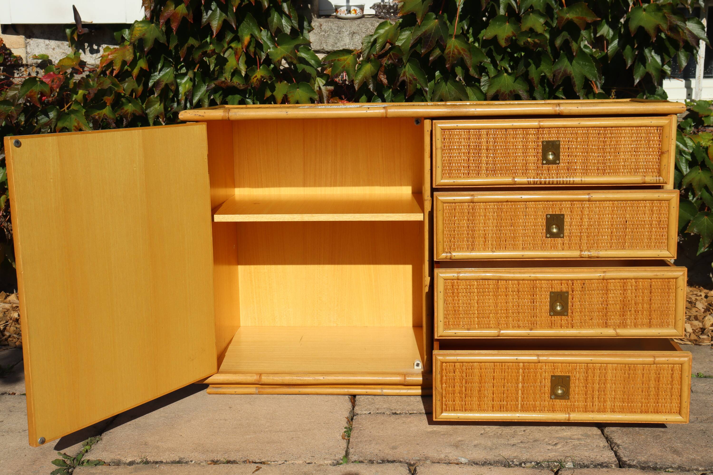 rattan and bamboo sideboard signed by Dal Vera Italy 1960