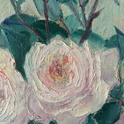 Old painting HST "Bouquet of Roses in a Vase" signed 1959