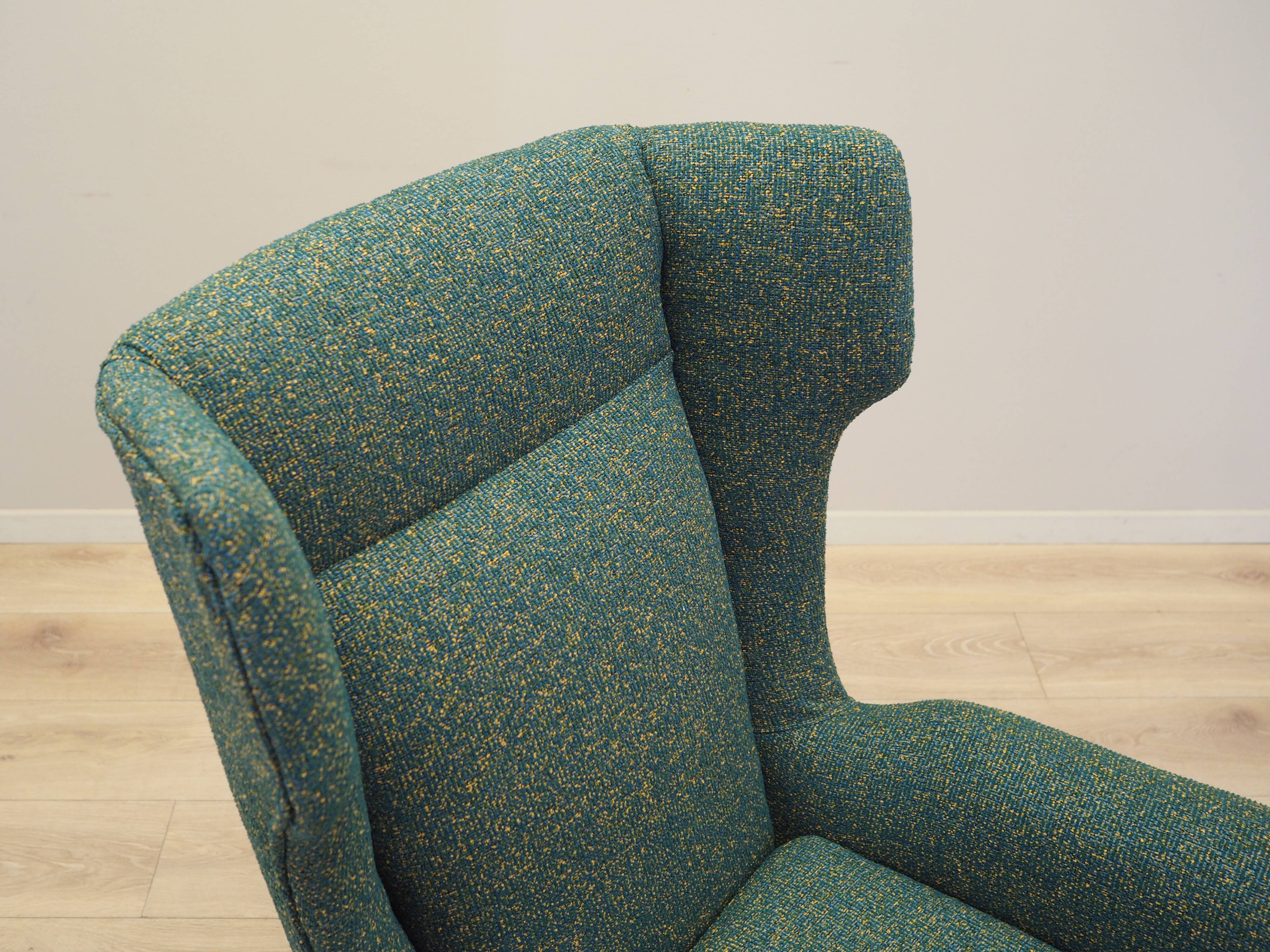 Green armchair, Italian design, 1970s, production: Italy