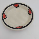 old vintage soap holder Art Deco earthenware wolf mill toledo color white, red and black
