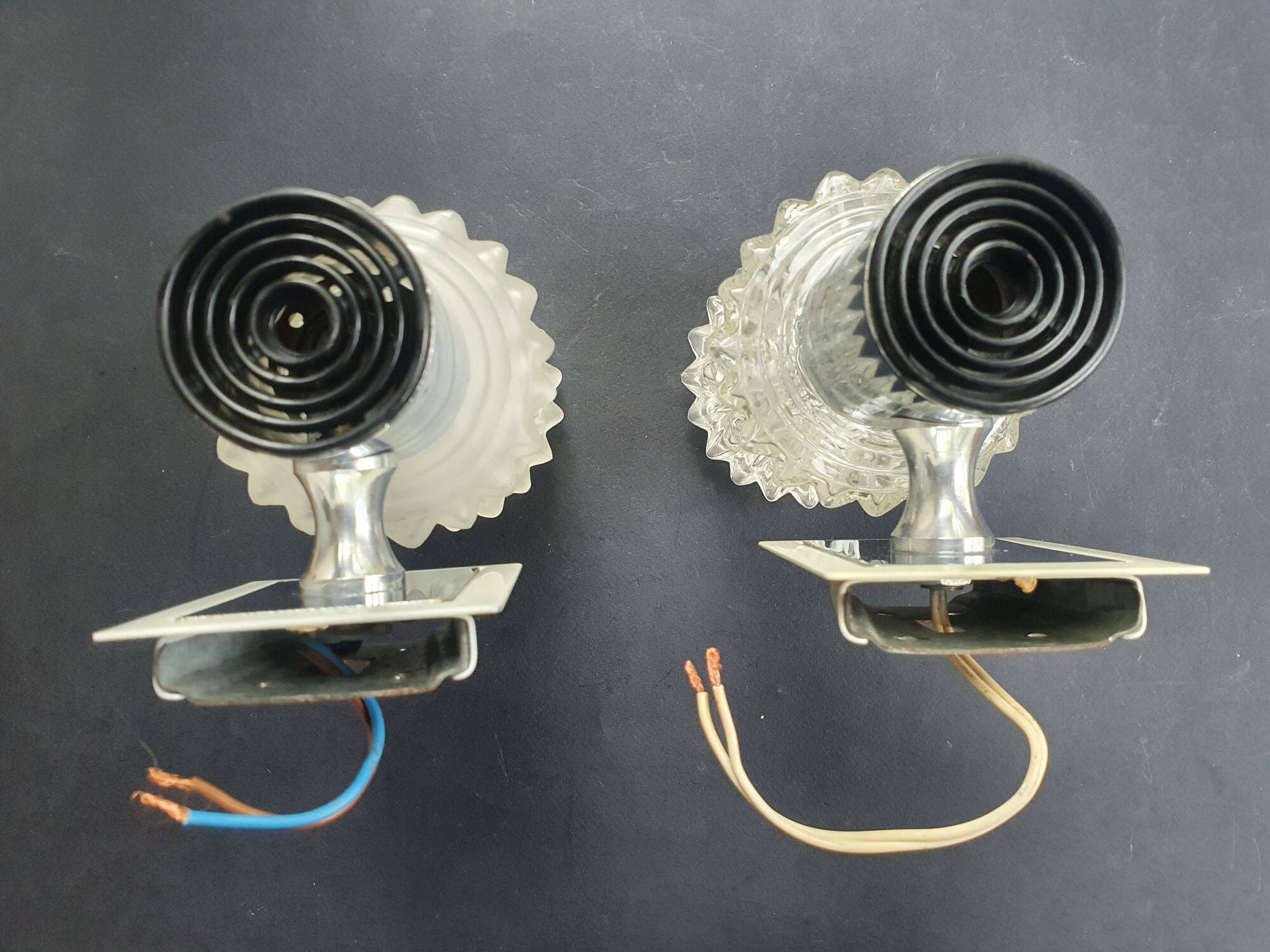Pair of vintage Italian chrome wall lights by Targetti 1970