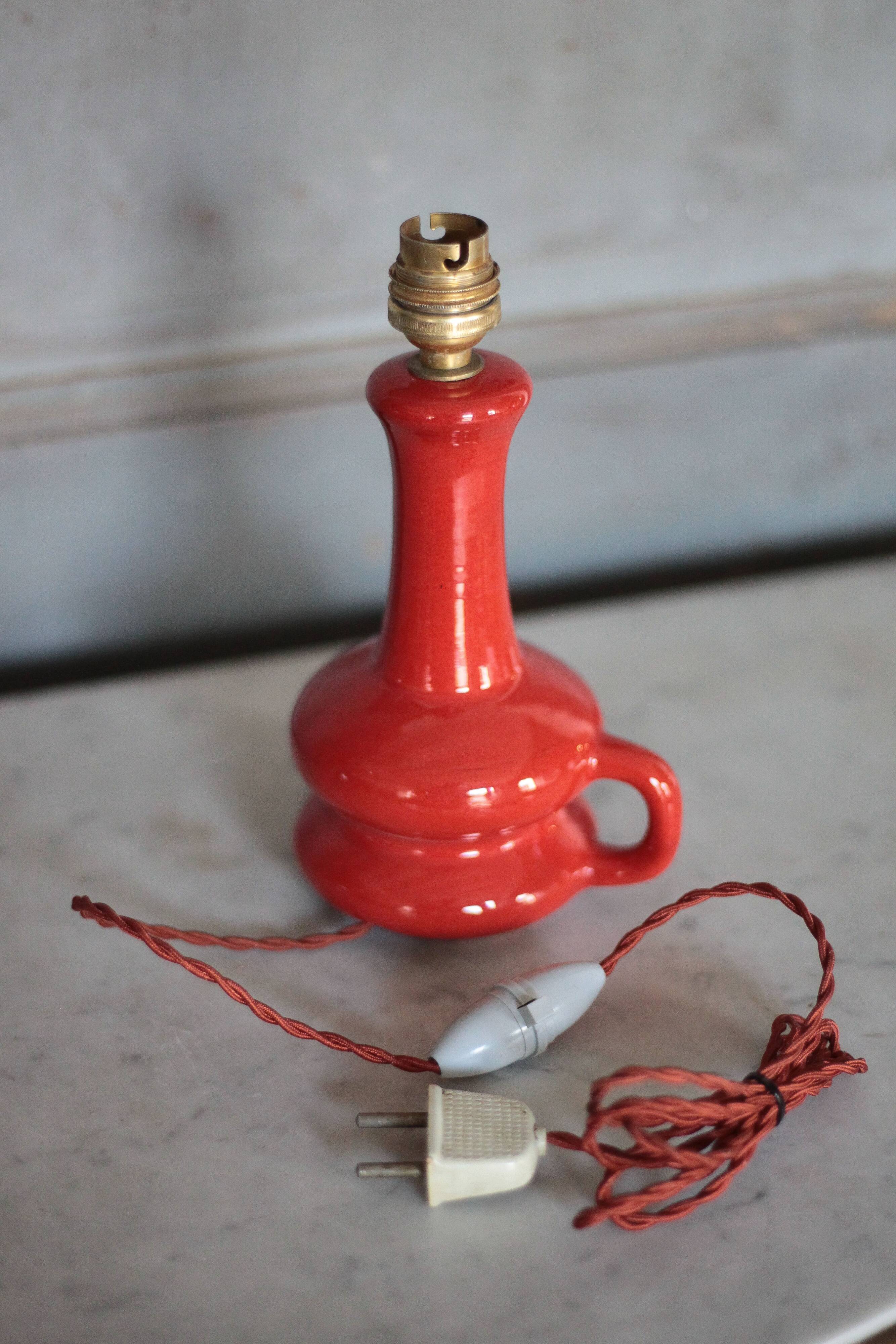 Glazed terracotta lamp, vintage lamp, table lamp, bedside lamp,