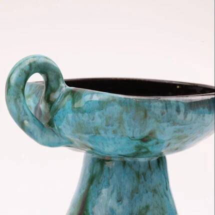 Elegant blue candlestick - Vanoise ceramic