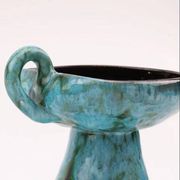 Bougeoir élégant bleu - céramique de la Vanoise