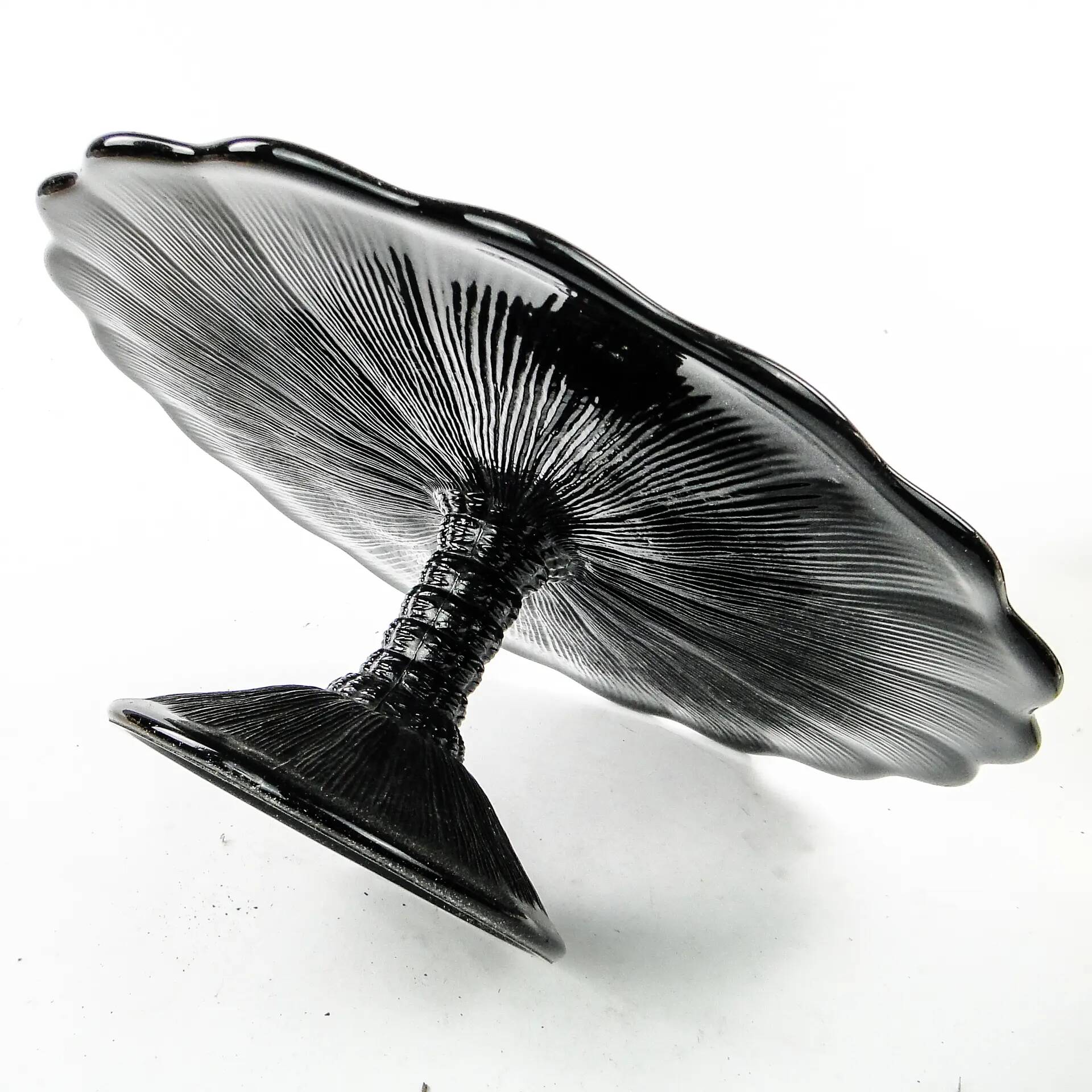 Mid-century modern cake stand, black glass, Ząbkowice, Poland, 1970s