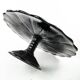 Mid-century modern cake stand, black glass, Ząbkowice, Poland, 1970s