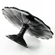 Mid-century modern cake stand, black glass, Ząbkowice, Poland, 1970s
