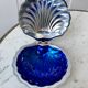 Empty butter tray pocket shell metal and blue glass 60s-70s