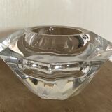 Glass table candle holder or crystal cast faceted diamond shape