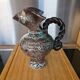 Turquoise and brown speckled pitcher from Vallauris, 1950s.
