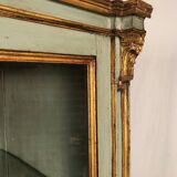 Vitrine en bois laqué bleu/vert, rechampi or, Italie XVIIIe-début XIXe