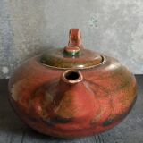 Théière de potier en grès émaillé vintage