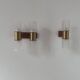 Pair of vintage wall lights, brass and molded glass, Sweden 1960s