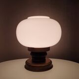 Lumière de table en bois et laiton années 70