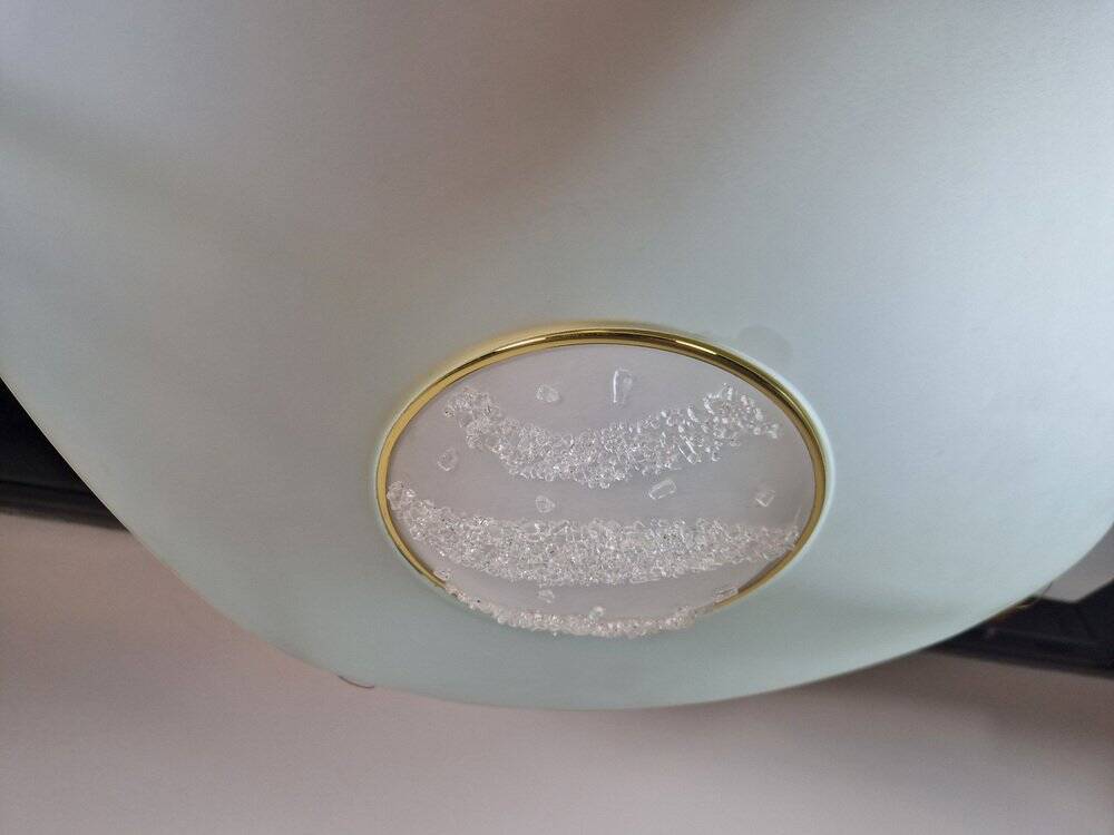 Vibea Quadra Ceiling Lamp in Ice Glass and Brass, 1970s