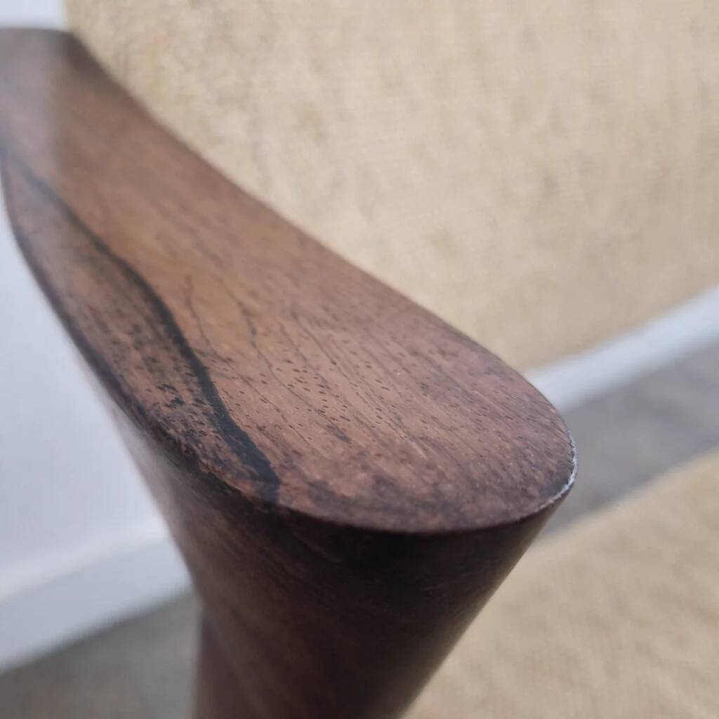 Rosewood and wool chair, model 42 by Kai Kristiansen for Korup Stolefabrik, Denmark, 1956.