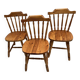3 western country type pine chairs 1970 turned wood