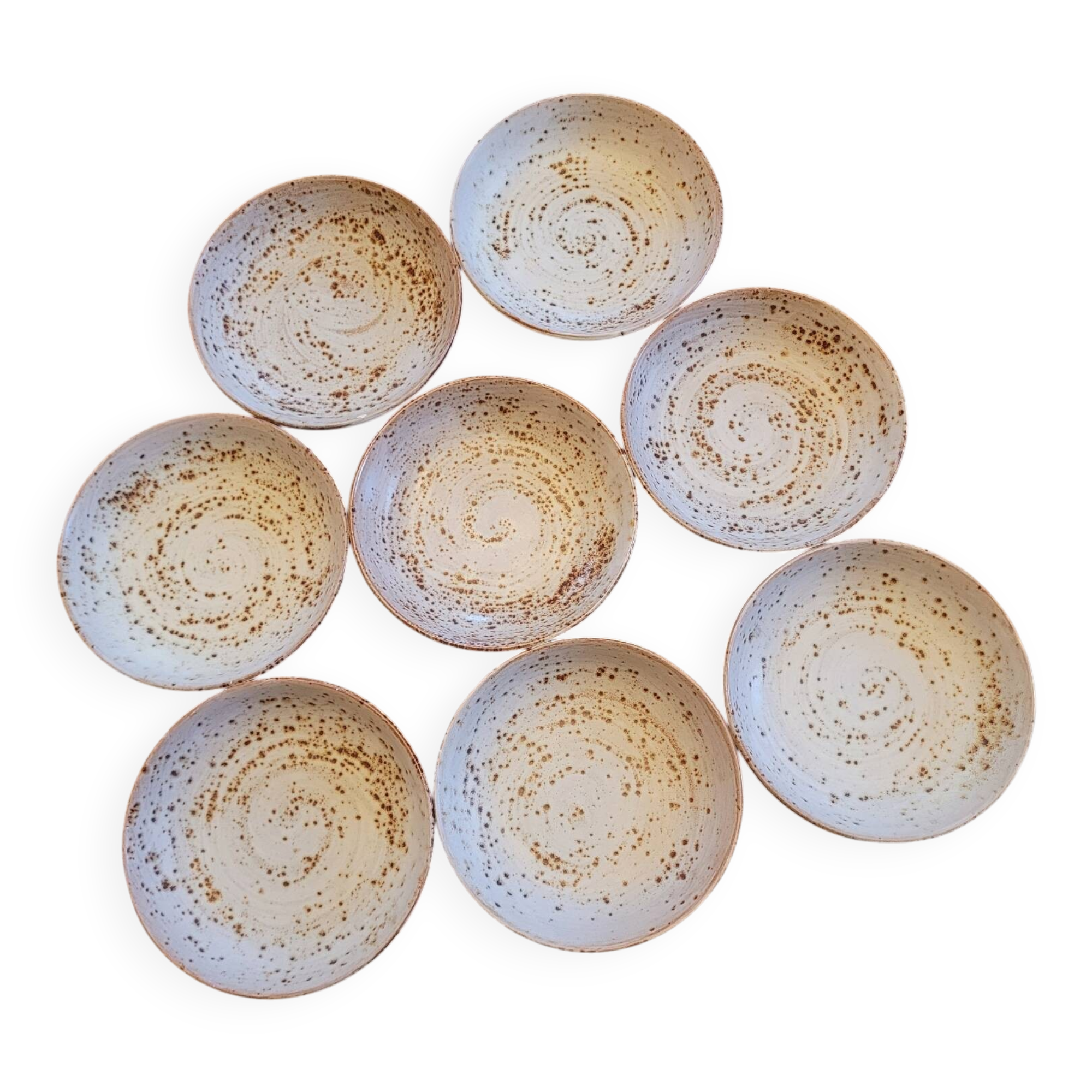 8 handmade soup plates in speckled stoneware – Ø 19.5 cm