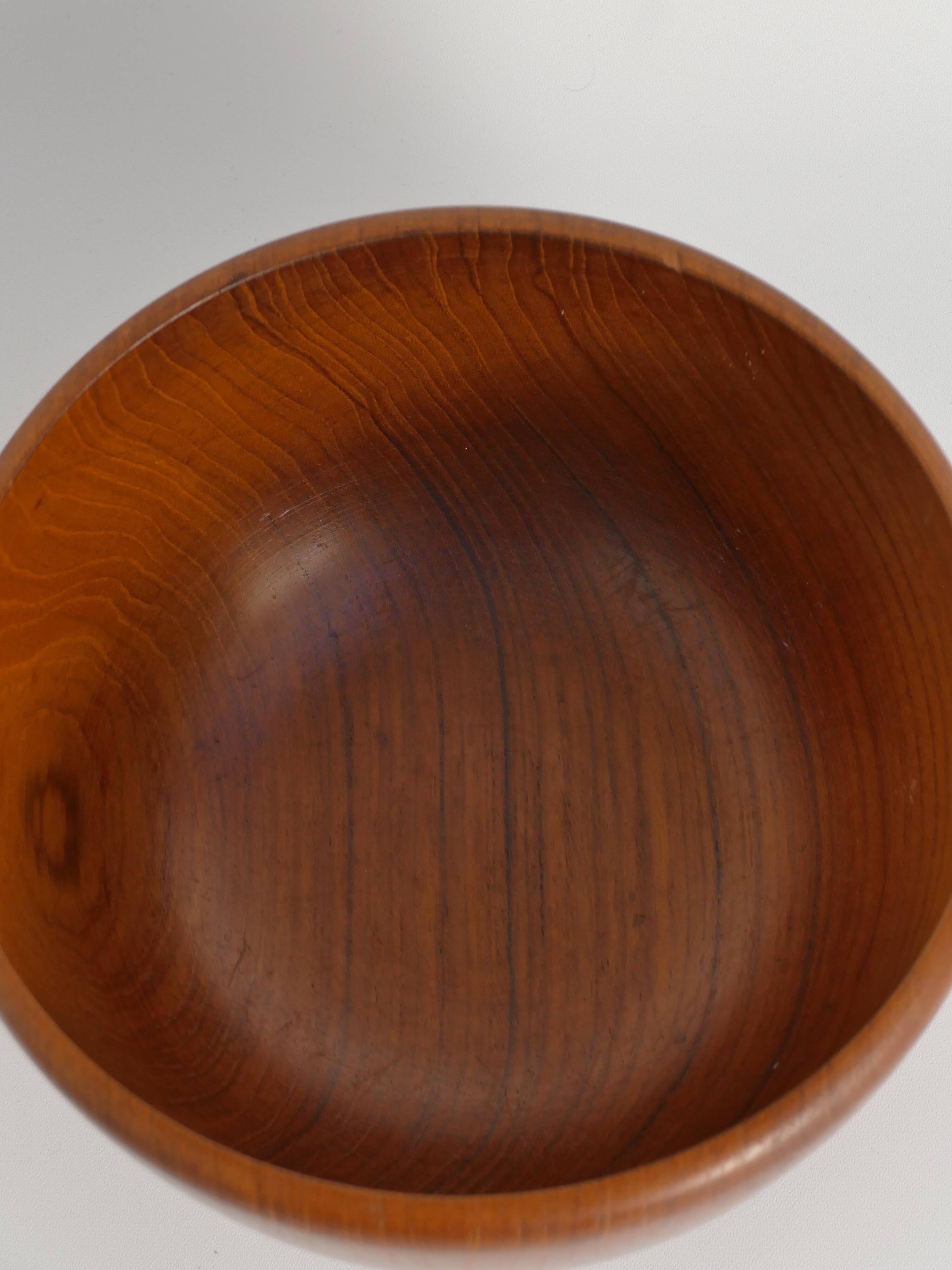 Mid-Century Modern Solid Teak Wood Bowl, Uppsala Slöjd, Sweden 1960s