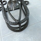 Wrought iron brush or newspaper holder hammered art deco