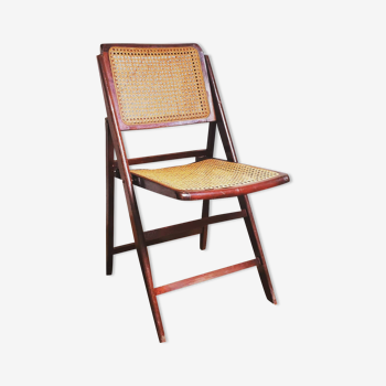 Folding chair wood and vintage cannage