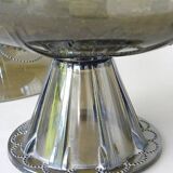 Pair of tazza glass compote cups, circa 1950 - 1970