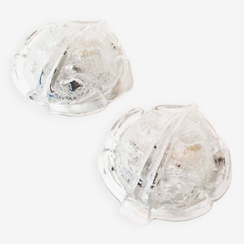 Ensemble de deux petites appliques en forme de coquille en verre de Murano par Glasshutte Limburg