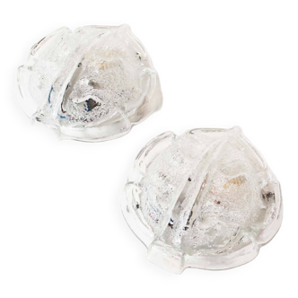 Set of two petite muranoglass shell sconces by Glasshutte Limburg