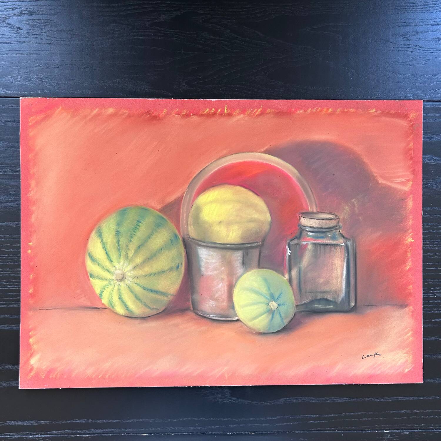 Still life pots and melons