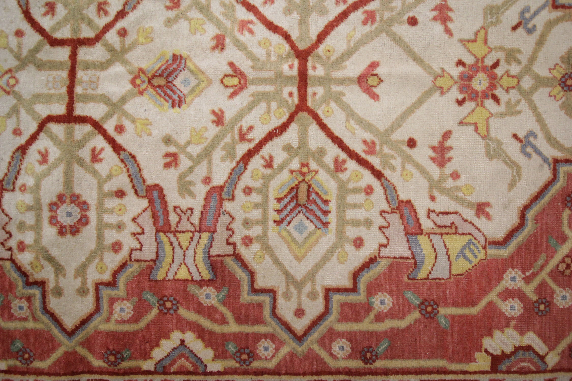 Vintage turkish, oriental orange cream wool rug- 154x244cm