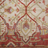 Vintage turkish, oriental orange cream wool rug- 154x244cm