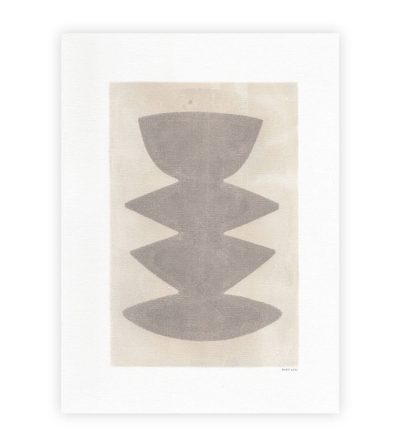 Collection of 6 paintings on paper - Black abstract painting signed Eawy