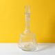 Clear Pressed Glass Floral Patterned Wine Bottle with Stopper / Italy /1930
