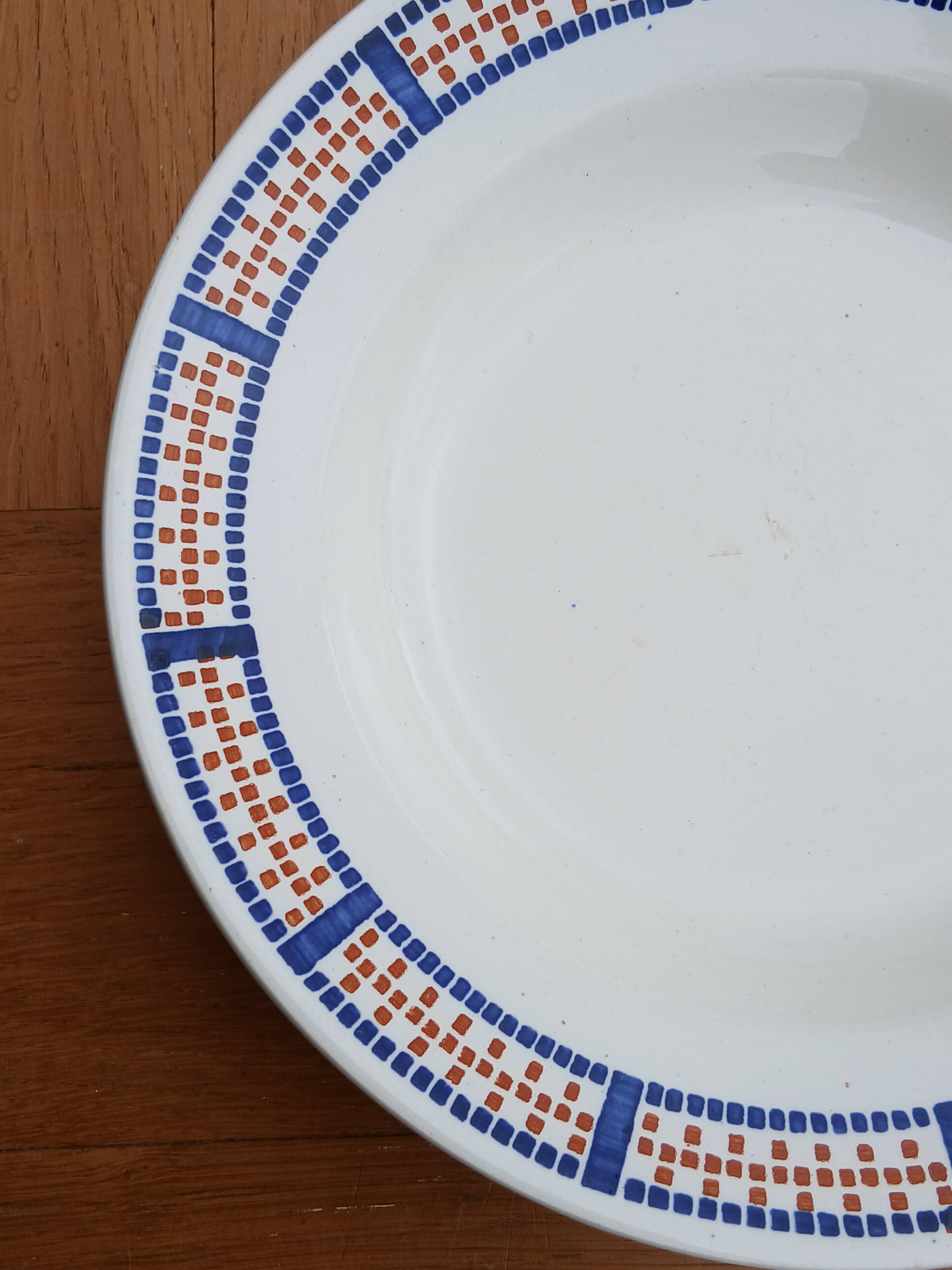 Six antique soup plates