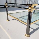 Vintage glass and brass coffee table from the 70s and 80s, Italian design