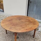 Rustic Burgundian farm table with old round shutters - 1m50