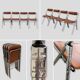 4 folding chairs chromed metal and Skaï fawn 1970