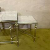 Brass and marble trundle table