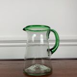Vintage blown glass jug, green border