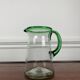 Vintage blown glass jug, green border