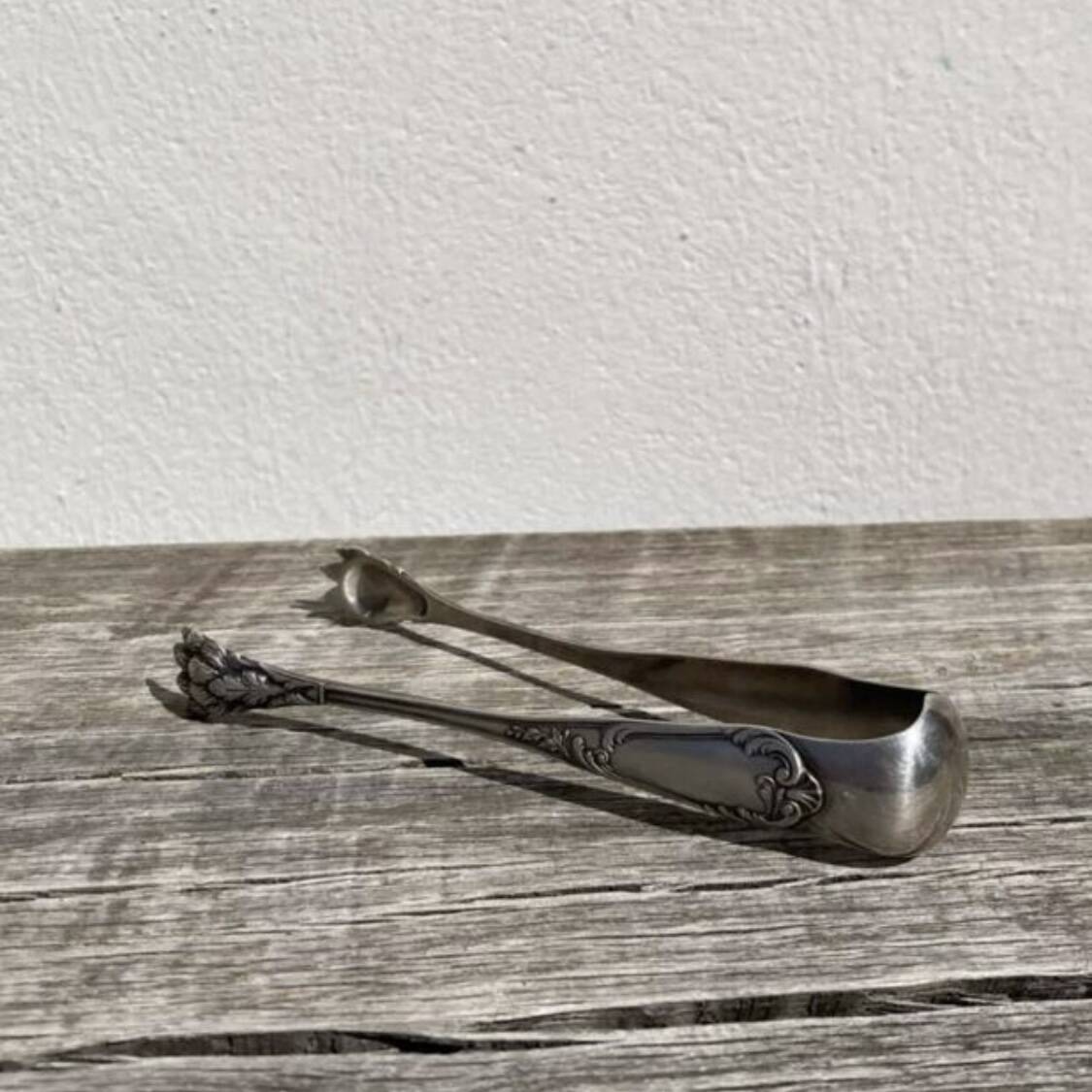Solid silver sugar tongs