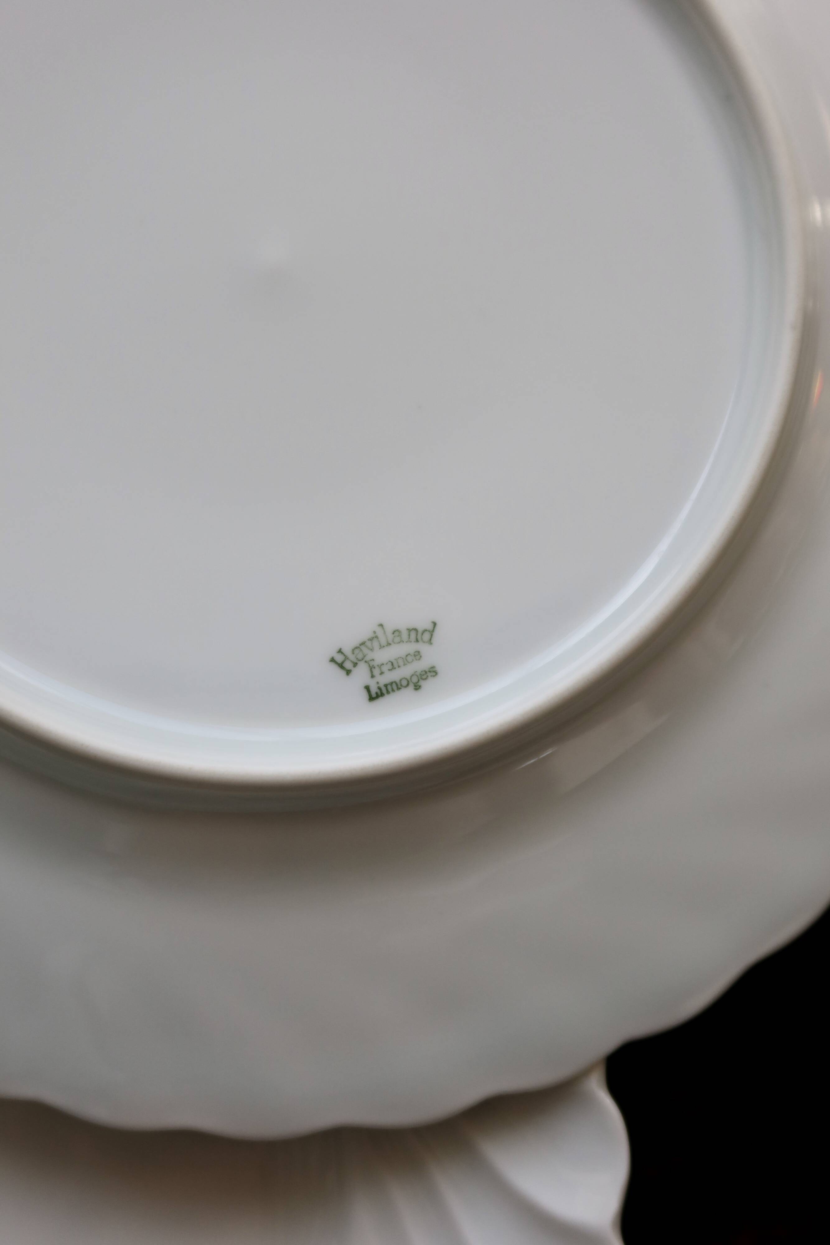 6 vintage white porcelain twisted Limoges Haviland dinner plates