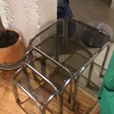 Chrome and smoked glass nesting tables