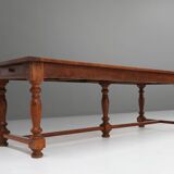 French rustic solid oak dining table 1930