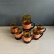 Amber textured glass water service, 1 jug + 5 glasses - Ref 1399